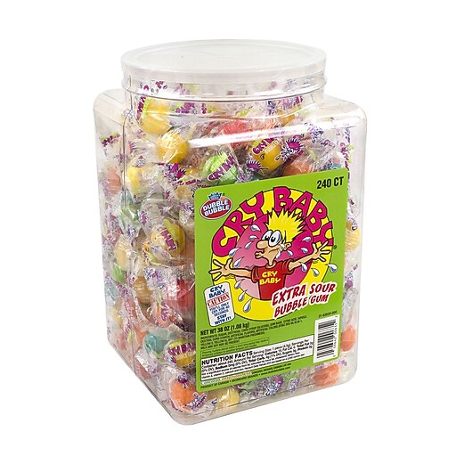 Cry Baby Extra Sour Bubble Gum Gum, 240 Pieces/Pack, 240/Tub (29100005) Staples