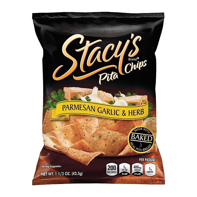 Stacy's Parmesan Garlic & Herb Pita Chips, 1.5 oz., 24/Pack (227-00064) image 1