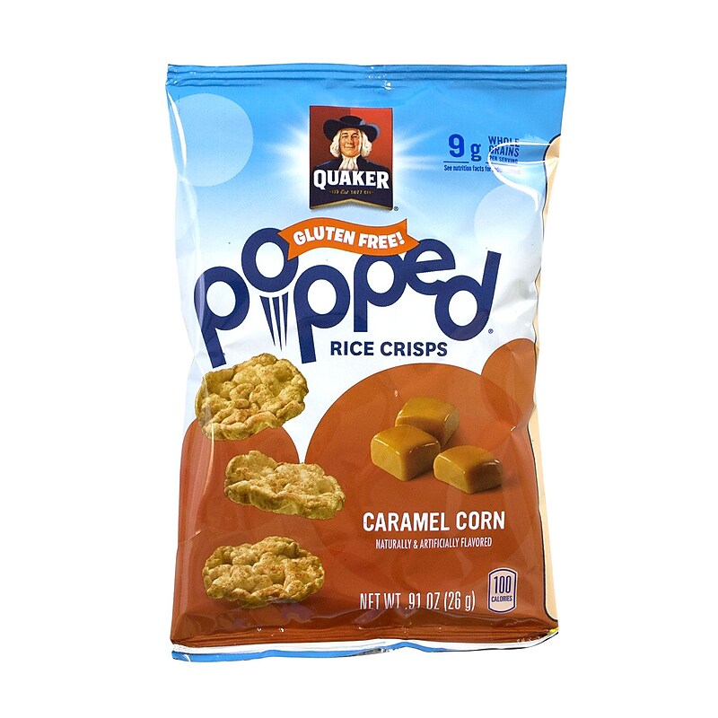 Quaker Popped Rice Snacks Gluten Free Caramel Corn Crisps, 0.67 oz., 60/Count (295-00052) image 1