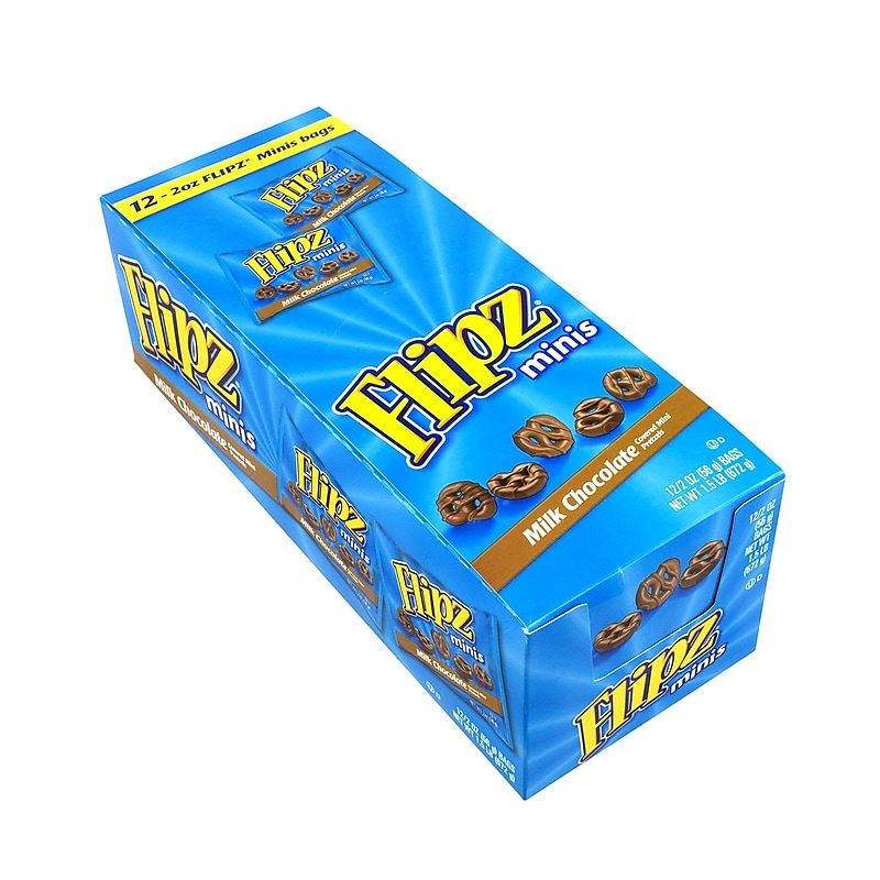 Flipz Milk Chocolate Covered Pretzels Mini Bags, 2 oz, 12 Count image 1