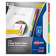 Avery Easy View Plastic Dividers, 5 Tabs, Multicolor (16740)