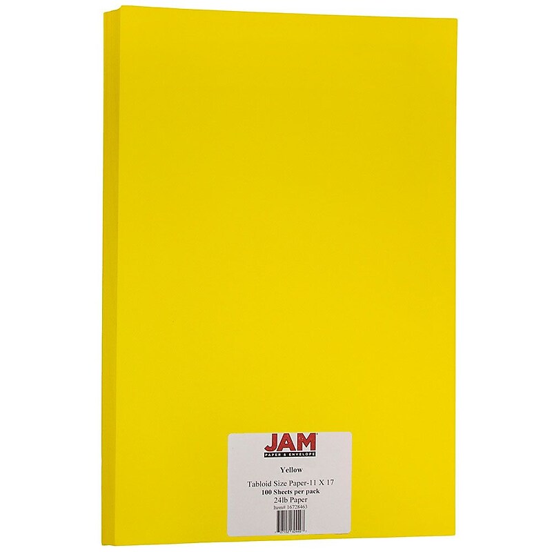 JAM Paper Matte Colored 11" x 17" Paper, 24 lbs., Yellow, 100 Sheets/Pack (16728463) image 1