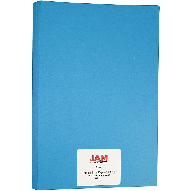 JAM Paper Matte Colored 11" x 17" Copy Paper, 24 lbs., Blue Recycled, 100 Sheets/Pack (16728466) image 1