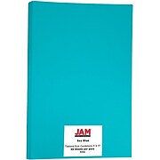 JAM Paper Ledger 65 lb. Cardstock Paper, 11" x 17", Sea Blue, 50 Sheets/Pack (16728482)