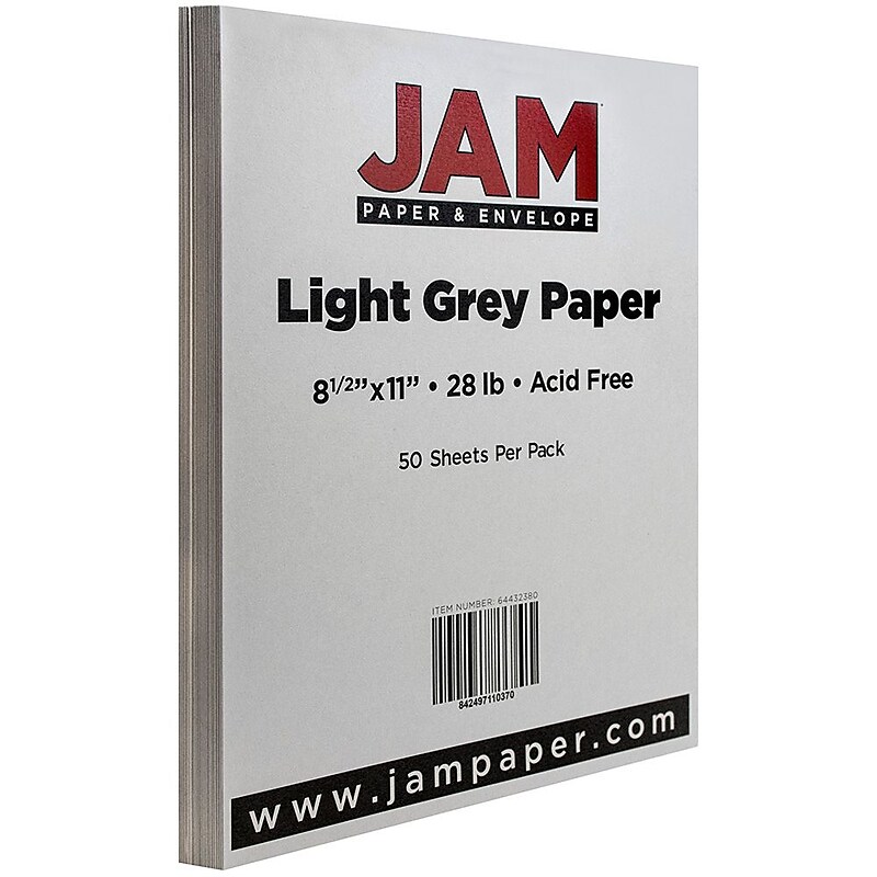 JAM Paper Matte Colored 8.5" x 11" Copy Paper, 28 lbs., Light Gray, 50 Sheets/Pack (64432380) image 1
