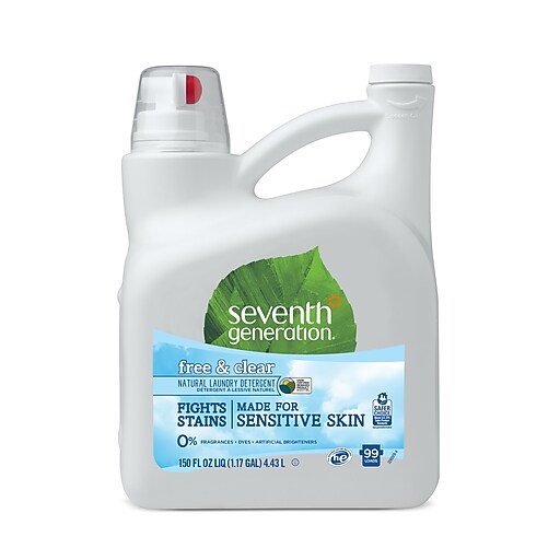 Seventh Generation Free & Clear Natural 2X Concentrate Laundry Detergent, Unscented, 150 oz