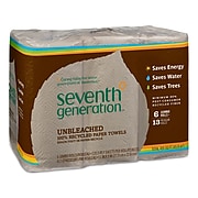 Seventh Generation Natural Unbleached 100% Recycled Paper Towel Roll, 2-Ply, 120 Sheets/Roll, 6 Roll/Pack (13737)
