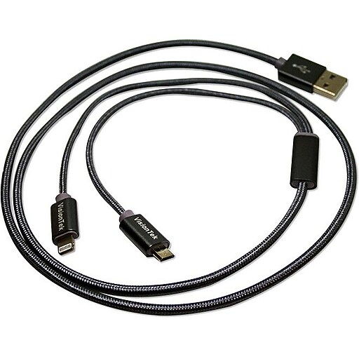 Shop Staples for Visiontek Micro USB and Lightning to USB 2 Meter Cable