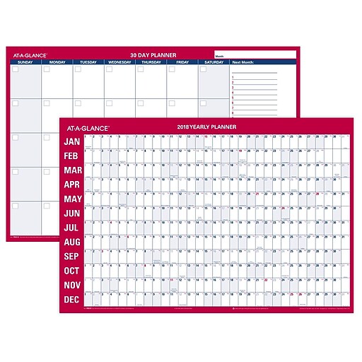 Shop Staples For 2018 AT A GLANCE Monthly Yearly Wall Calendar