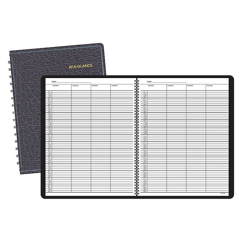 AT-A-GLANCE Four-Person Group 10.875" x 8.5" Daily Appointment Book, Faux Leather Cover, Black (80-310-05) image 1