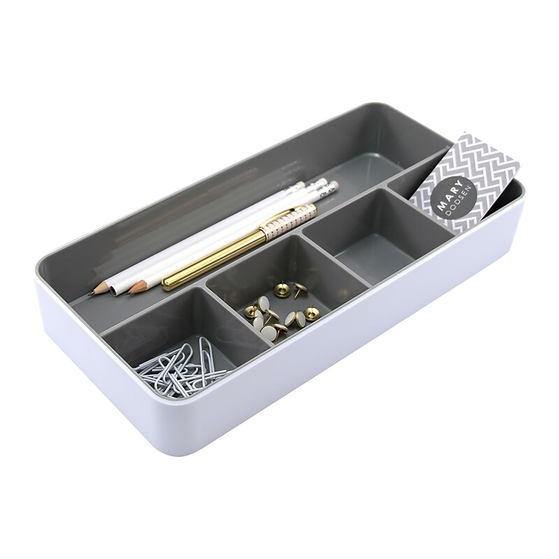 Fusion 5-Compartment Plastic Accessory Holders, White/Gray (37526) image 1