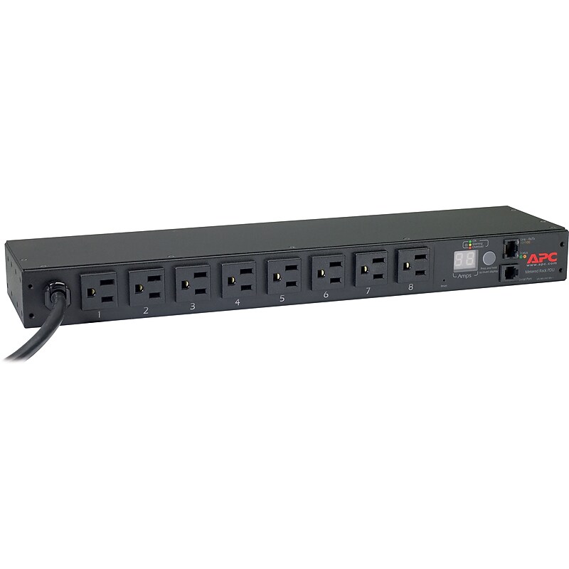 Schneider Electric 120 V AC Metered Power Distribution Unit, 1U Rack Mount, Black (AP7800B) image 1