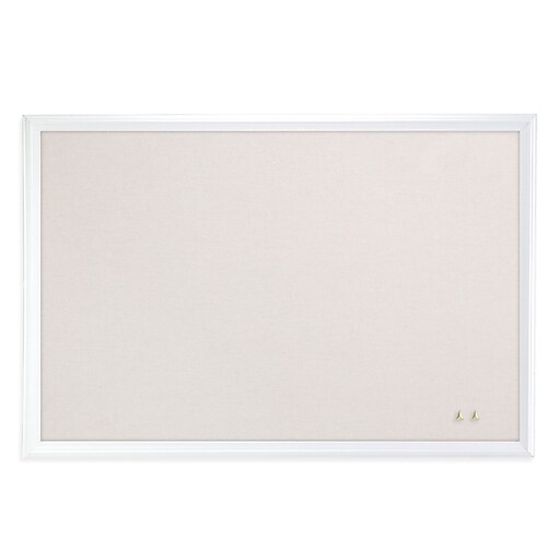 U Brands Cork Linen Bulletin Board, White Decor Frame, 30" x 20