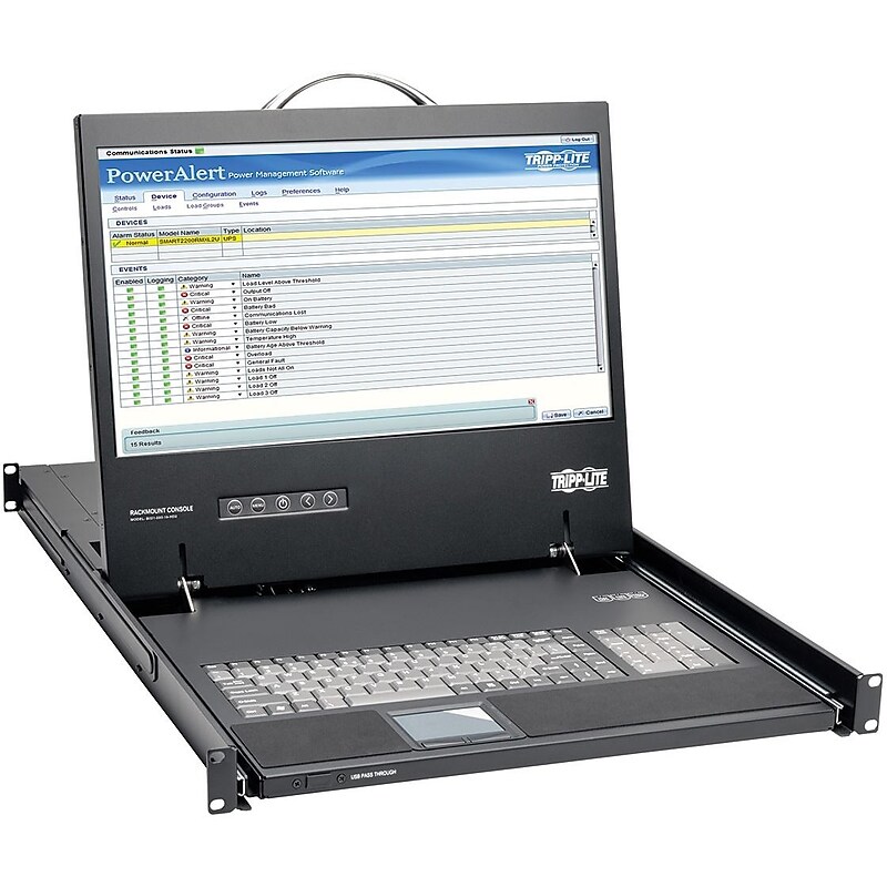 Tripp Lite Rack Console 1URM DVI, VGA for KVM Switch, 19" LCD 1080p Rackmount Console TAA image 1