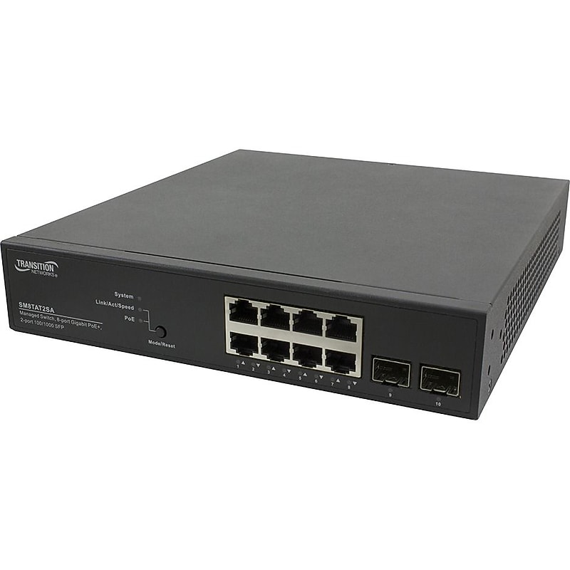 Transition Networks Managed Switch, 10/100/1000 Mbps (SM8TAT2SA-NA) image 1