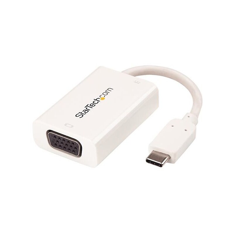 StarTech® USB C to VGA Video Adapter w\ USB Power Delivery- Thunderbolt 3 Compatible, USB-C to VGA Adapter, 1920x1200, White image 1
