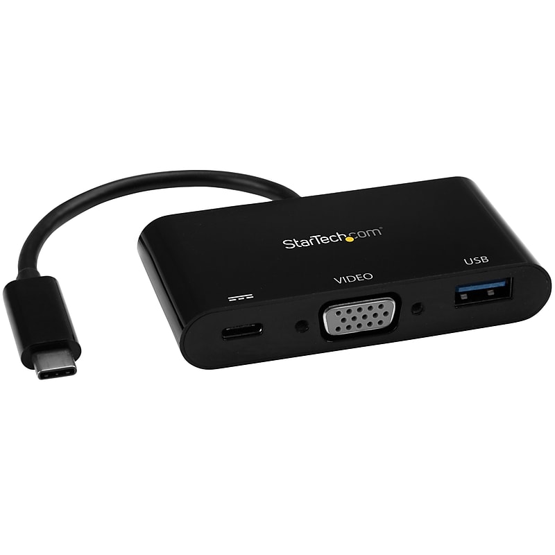 StarTech.com® USB-C to VGA Male/Female Multifunction Adapter, Black (CDP2VGAUACP) image 1