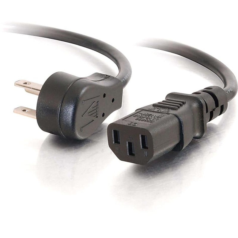 C2G 3ft 18 AWG Universal Flat Panel Power Cord (NEMA 5-15P to IEC320C13) image 1