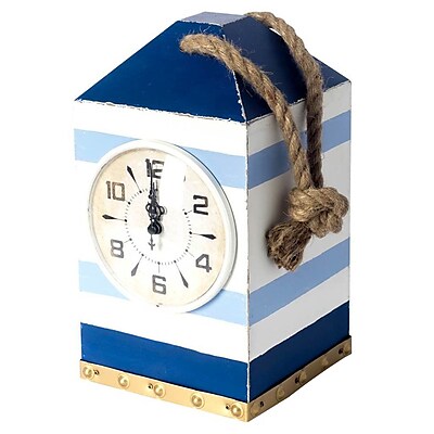 Longshore Tides Blue/White Wood Tabletop Clock