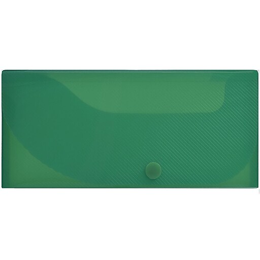 JAM Paper Plastic Pencil Case, Snap Button Pencil Case Box, Dark Green