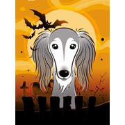 Caroline's Treasures Halloween Spook Vertical Flag; Saluki