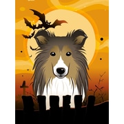 Caroline's Treasures Halloween Spook Vertical Flag; Sheltie