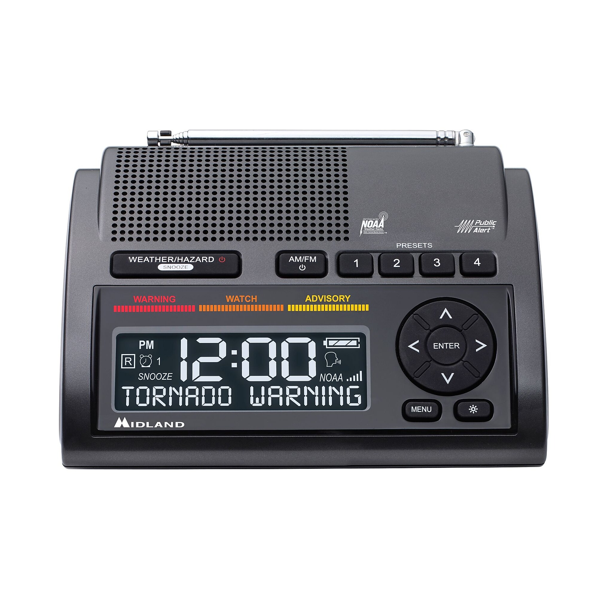 MIDLAND RADIO Deluxe Weather Alert Radio with Dual Alarm Clock, Black (WR400) Simolary simolary.com