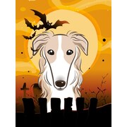 Caroline's Treasures Halloween Spook Vertical Flag; Borzoi