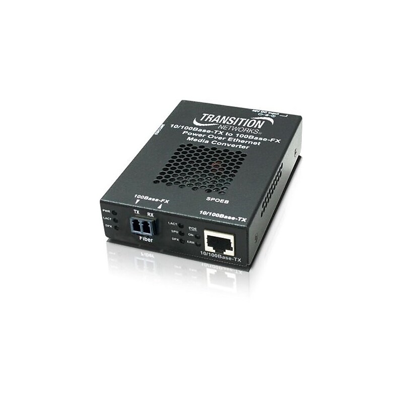Transition Networks Stand-alone Fast Ethernet PoE Media Converter image 1