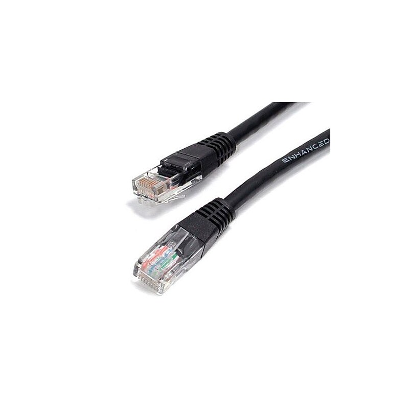 StarTech 2 ft Black Molded Cat5e UTP Patch Cable image 1