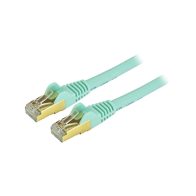 StarTech 10ft Aqua Cat6a Shielded Patch Cable, Cat6a Ethernet Cable, 10 ft Cat 6a STP Cable, Snagless RJ45 Ethernet Cord image 1