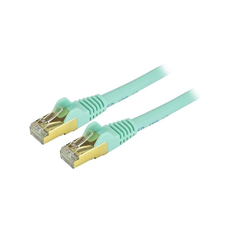 StarTech 3ft Aqua Cat6a Shielded Patch Cable, Cat6a Ethernet Cable, 3 ft Cat 6a STP Cable, Snagless RJ45 Ethernet Cord image 1