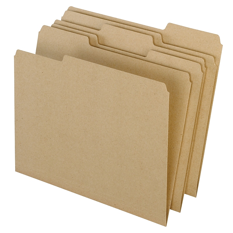 Pendaflex EarthWise Recycled File Folder, 1/3-Cut Tab, Assorted, Letter Size, Natural, 100/Box (04342) image 1
