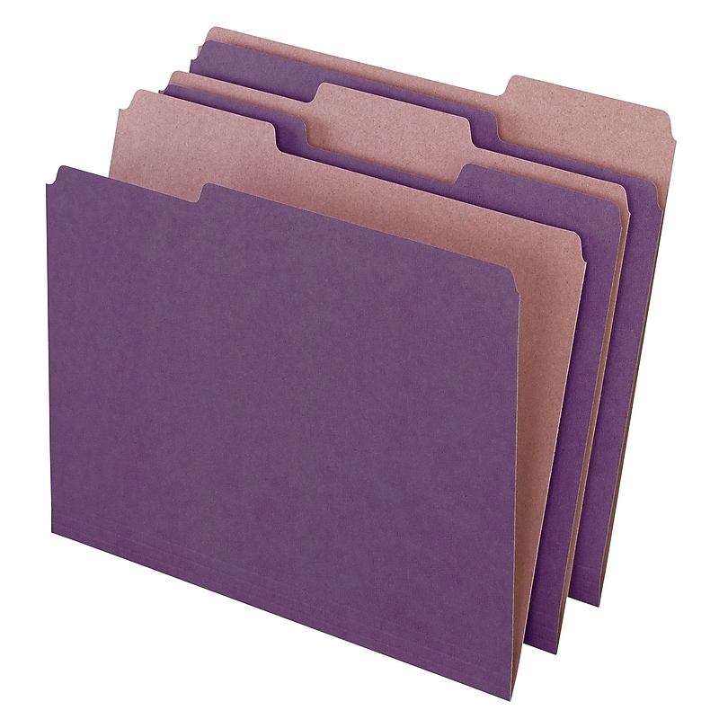 Pendaflex EarthWise Recycled File Folder, 1/3-Cut Tab, Assorted, Letter Size, Violet, 100/Box (04335) image 1