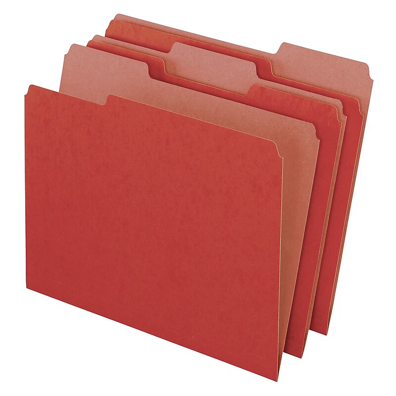 Pendaflex EarthWise Recycled File Folder, 1/3-Cut Tab, Assorted, Letter Size, Red, 100/Box (04311EE) image 1