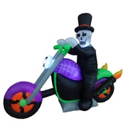 The Holiday Aisle Halloween Inflatable Skeleton on Motorcycle