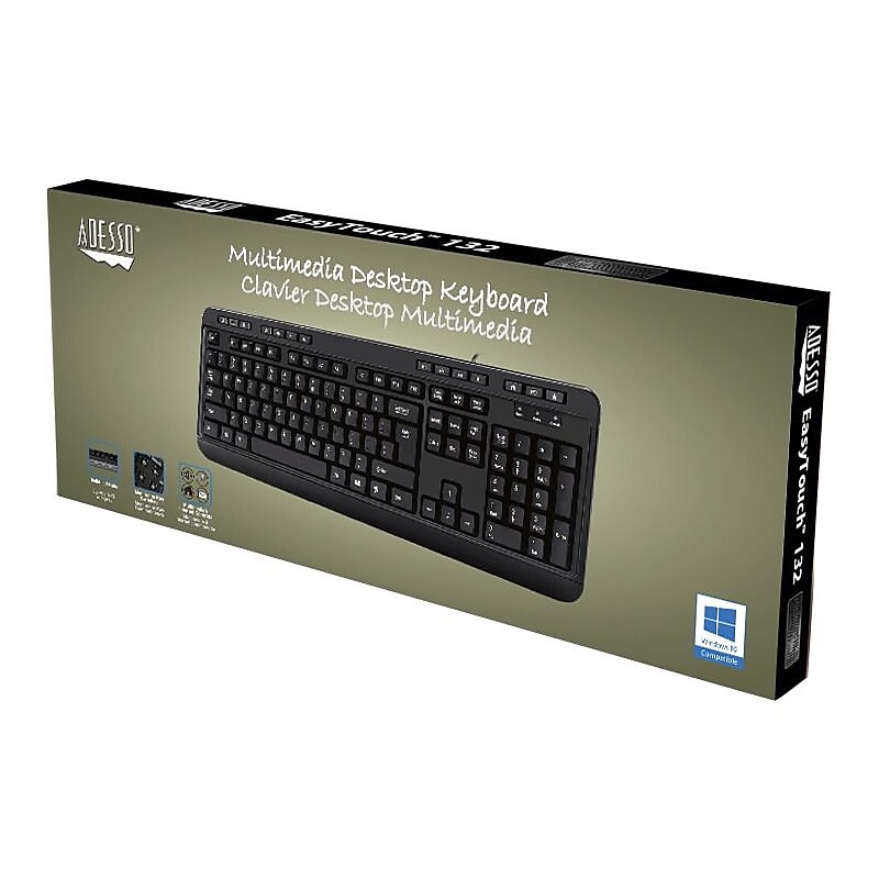 Adesso EasyTouch Wired Keyboard, Black (AKB-132HB) image 1