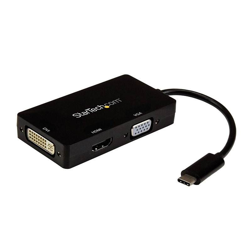 StarTech USB-C Multiport Adapter, 3-in-1 USB C to HDMI, DVI or VGA (CDPVGDVHDBP) image 1