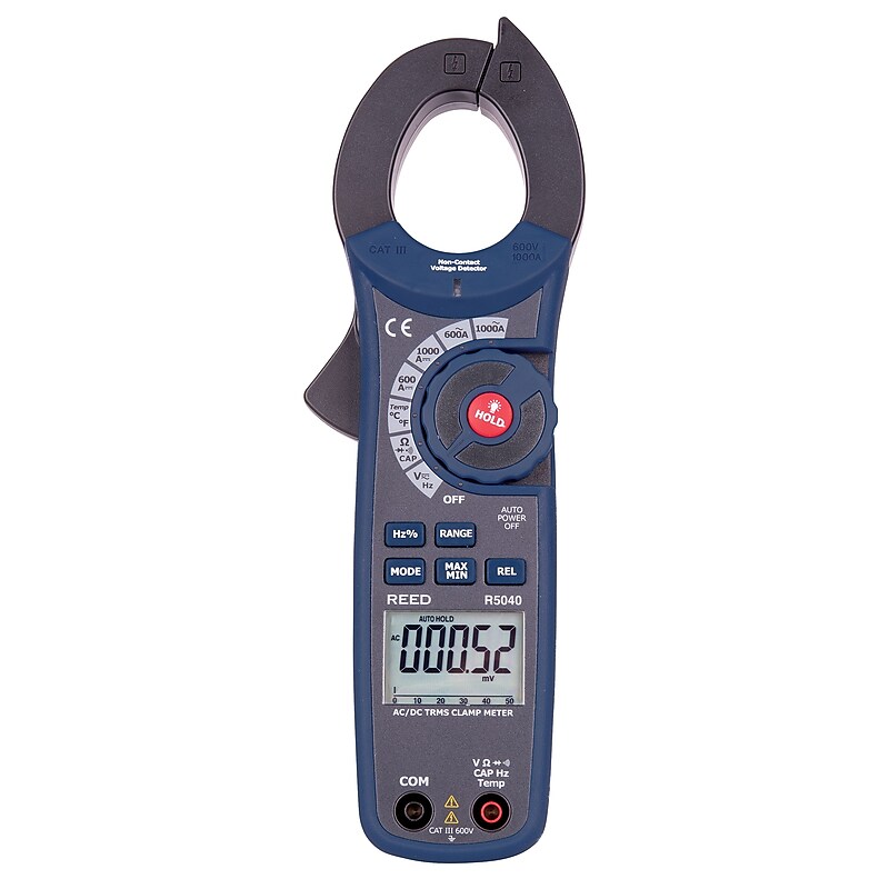 REED Instruments AC/DC Clamp Meter with Temperature and Non-Contact Voltage Detector, True RMS, 1000A (R5040) image 1