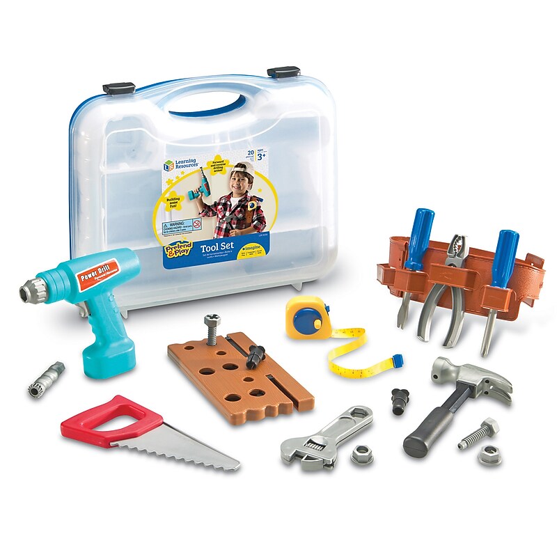 Pretend & Play Work Belt Tools, 12" x 14" x 3-1/2" carrying case, Set of 20 image 1