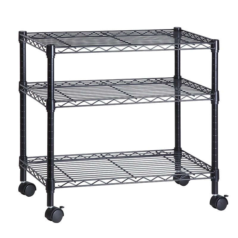 Honey-Can-Do 3-Shelf Metal Mobile A/V Cart, Black (CRT-09693) image 1