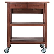 Winsome Jonathan 2 Drawer Rolling Kitchen Cart in Walnut (94734)