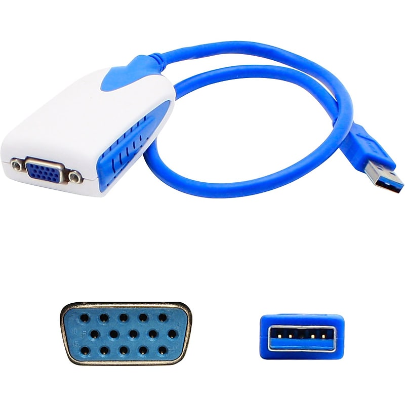 AddOn 8in USB 3.0 (A) Male to VGA Female Blue Video Adapter image 1