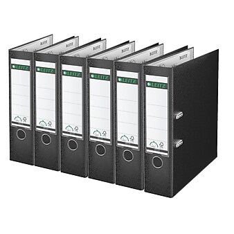 Leitz A4 Binders 3" 2-Ring A4 Binders, D-Ring, Black, 6/Pack (1010PACK-BK)