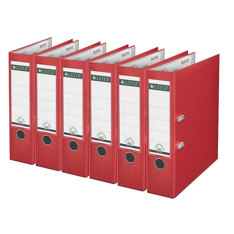 Leitz A4 Binders 3" 2-Ring A4 Binders, D-Ring, Red, 6/Pack (1010PACK-RD) image 1