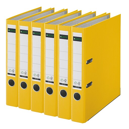 Leitz 2Ring 2Inch Premium A4 Sized European Binders 6Pack, Yellow (1015PACKYE) at Staples