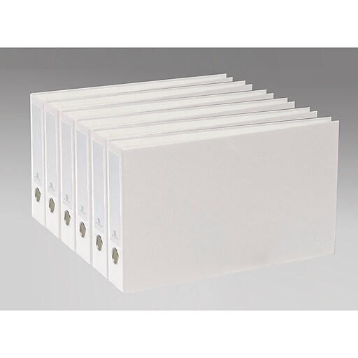 Bindertek Premium 1 1/2" 3Ring Ledger Binders, DRing, White, 6/Pack