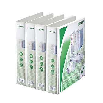 Leitz Premium 2.5" 4-Ring A4 Sized European View Binders, White, 4/Pack (4286PACK)