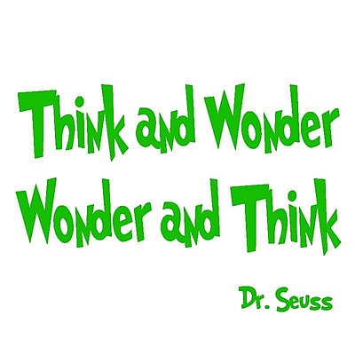 VWAQ Think and Wonder, Wonder and Think Dr Seuss Quote Wall Decal; Real Green