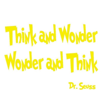 VWAQ Think and Wonder, Wonder and Think Dr Seuss Quote Wall Decal; Yellow